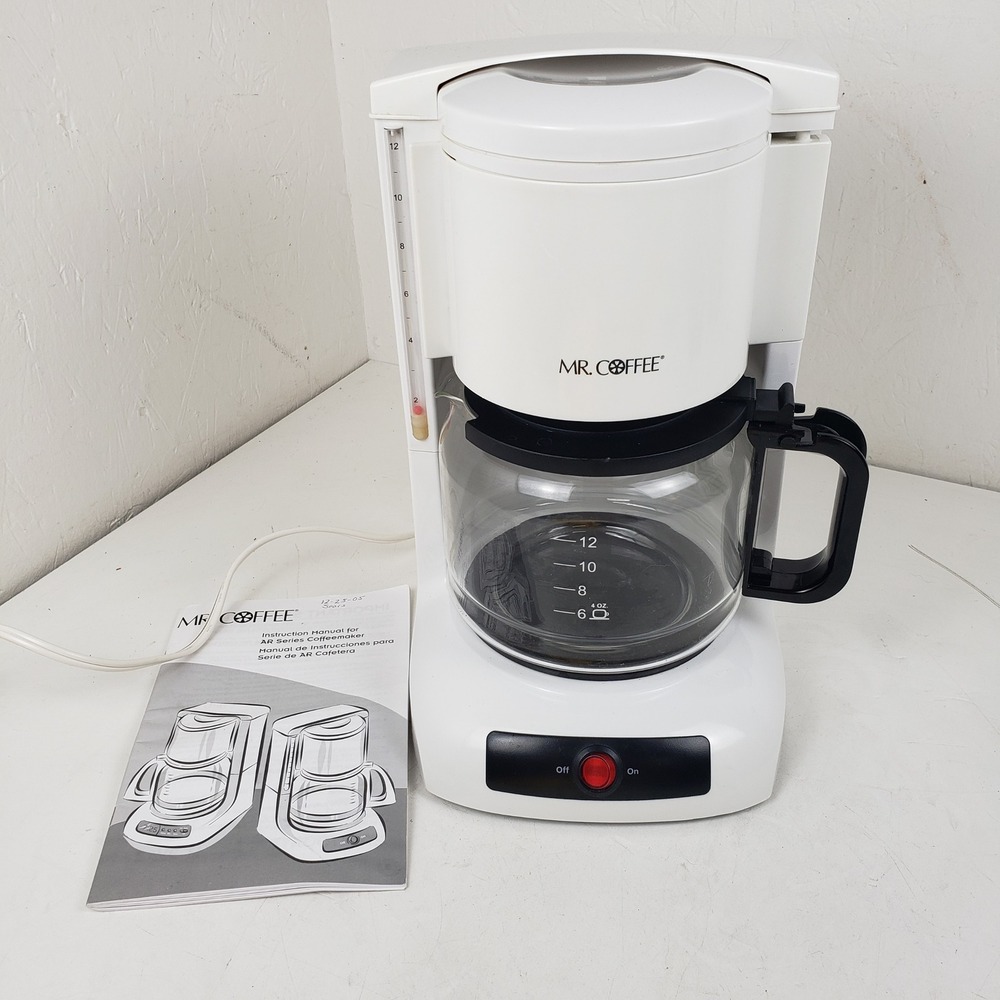 Mr. Coffee AR12 White 12 Cup Drip Coffeemaker Machine with Glass Carafe Series